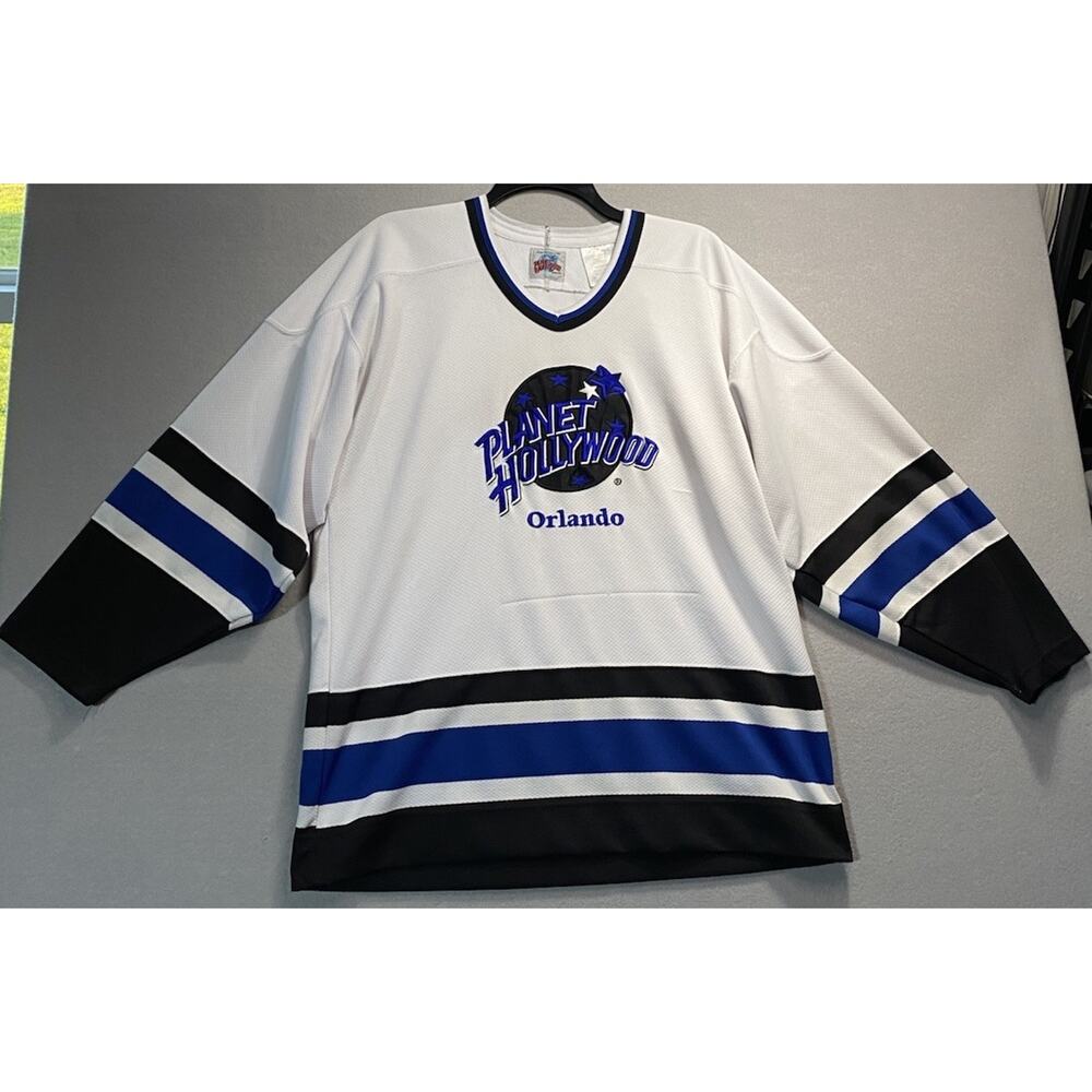 Vintage Planet Hollywood Orlando FL White Hockey Jersey Size M